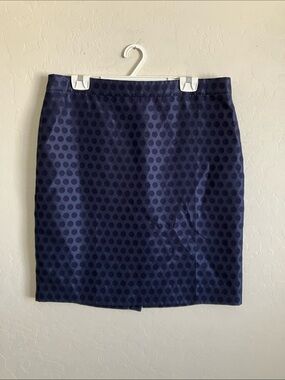 J.Crew The Pencil Skirt Womens 14 Blue Polka Dot Knee Length Workwear Minimalist